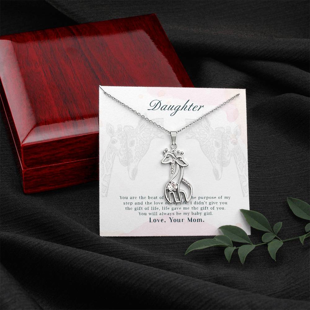 To my Daughter-You are the Beat of my Heart Giraffe Necklace