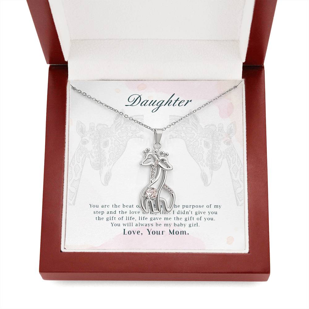 To my Daughter-You are the Beat of my Heart Giraffe Necklace