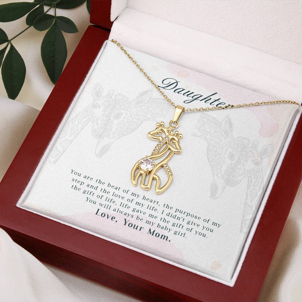 To my Daughter-You are the Beat of my Heart Giraffe Necklace