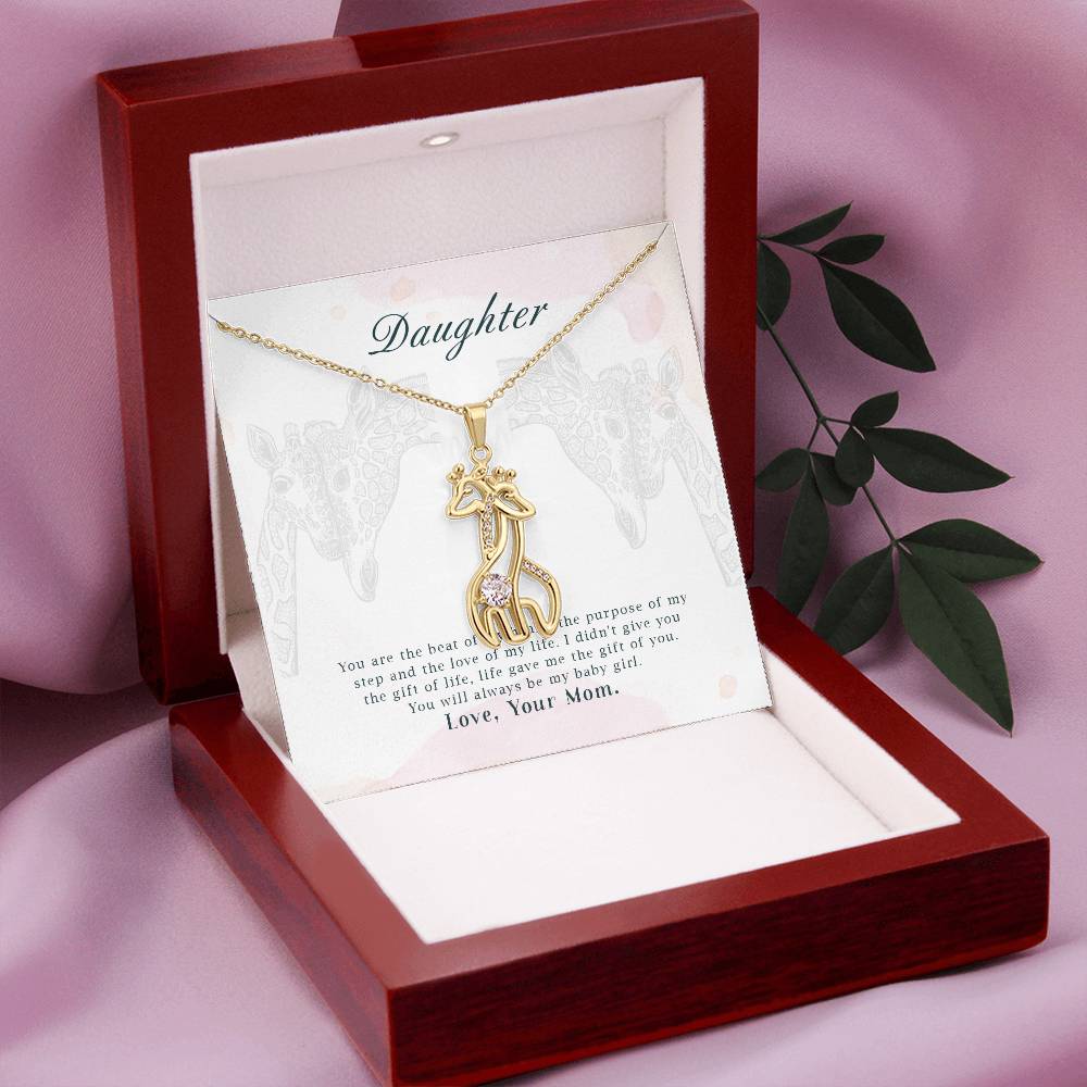 To my Daughter-You are the Beat of my Heart Giraffe Necklace