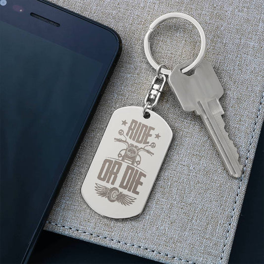 Ride Or Die Dog Tag Keychain