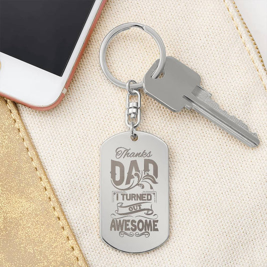 Thanks Dad Dog Tag Keychain