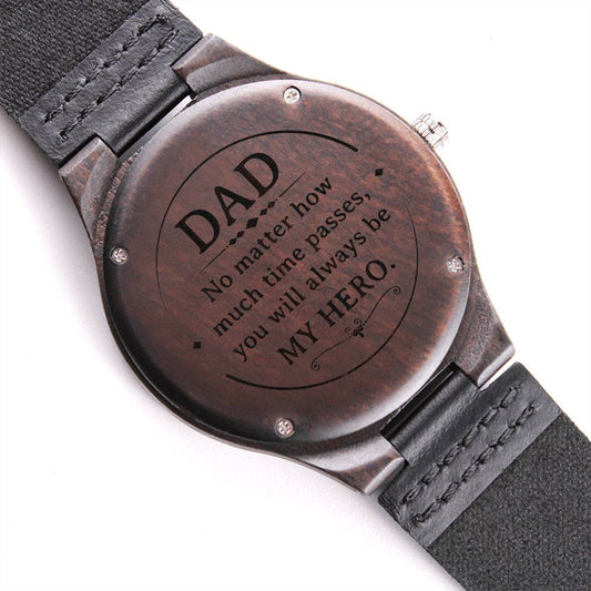 Dad My Hero Engraved Wooden Watch