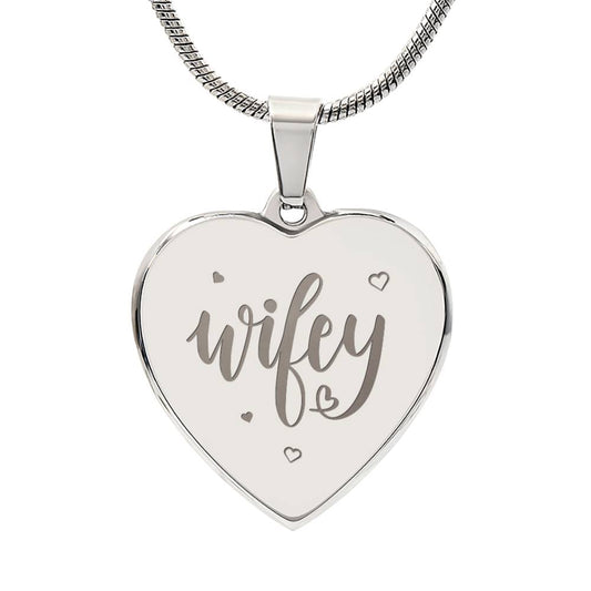 Wifey Engraved Heart Necklace