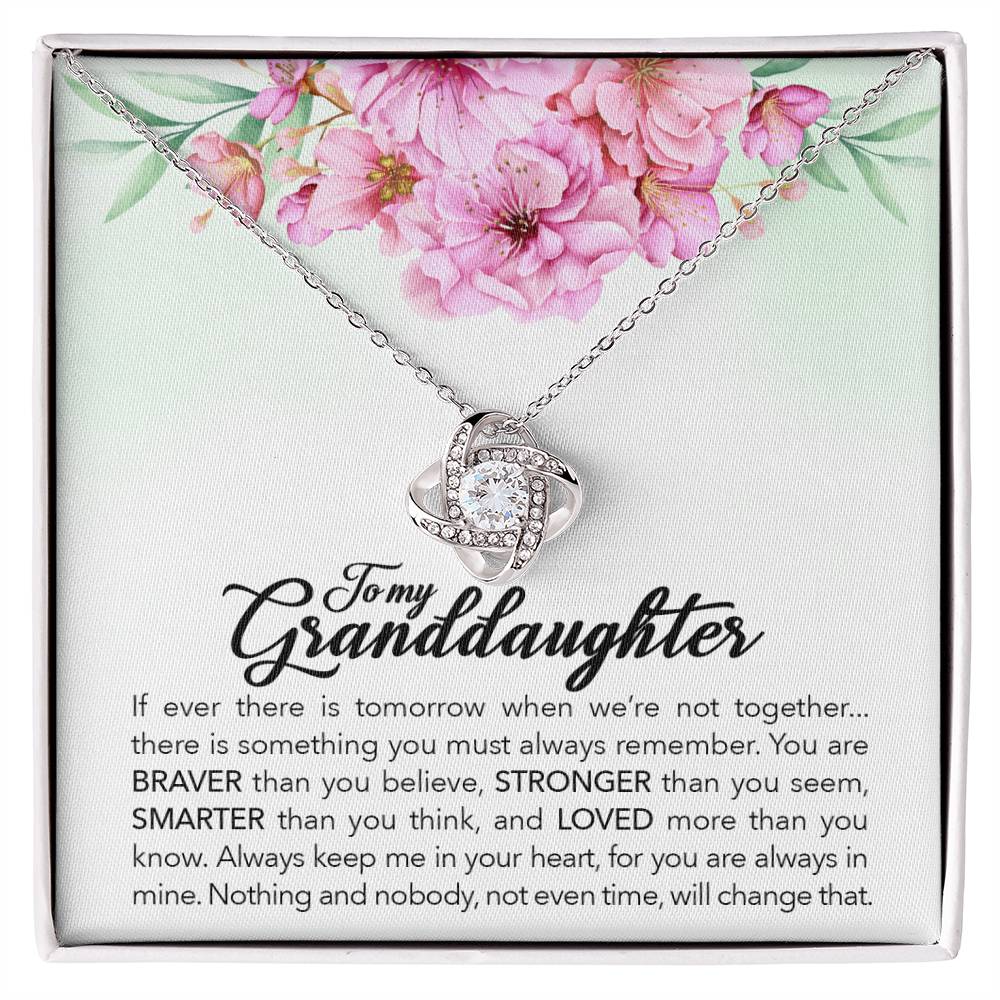 To My Granddaughter, Always Keep Me In Your Heart, Love Knot Necklace