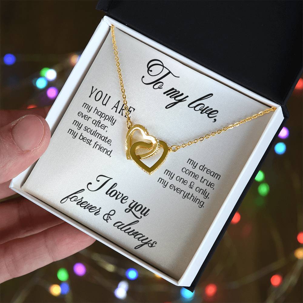 Interlocking Hearts Necklace - Symbol of Never-Ending Love Wife