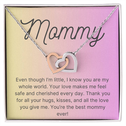 Interlocking Hearts Necklace for Mommy Pink