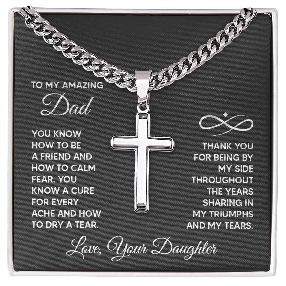 To My Amazing Dad From Daughter Cross Necklace