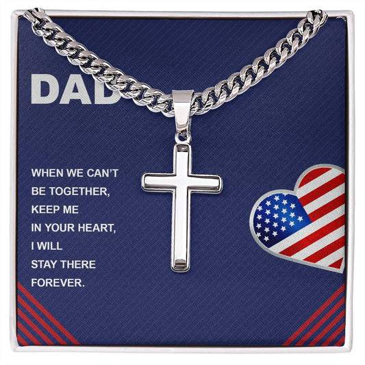 Dad, When We Can't Be Together Cross Necklace