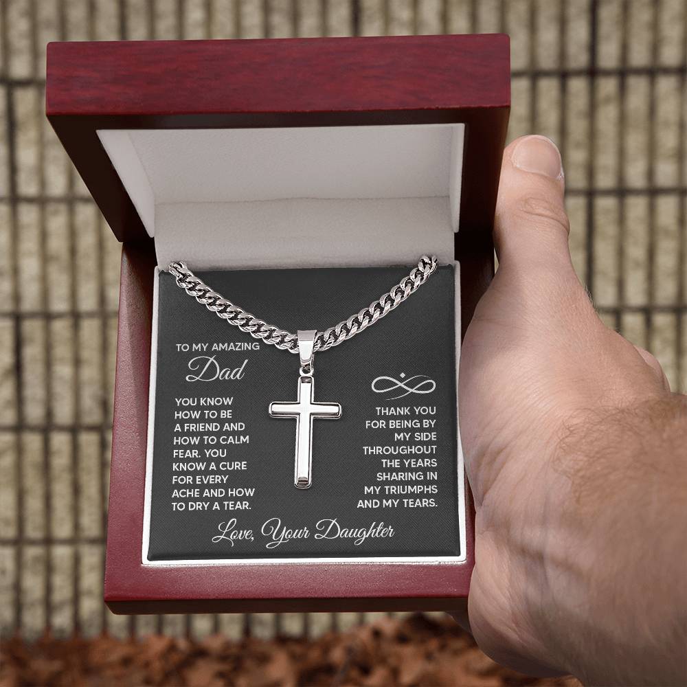 To My Amazing Dad From Daughter Cross Necklace