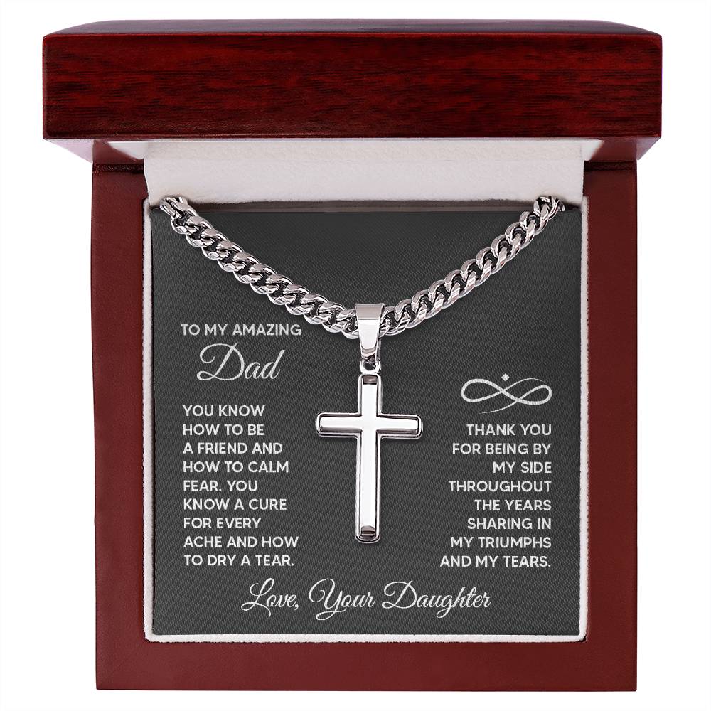 To My Amazing Dad From Daughter Cross Necklace