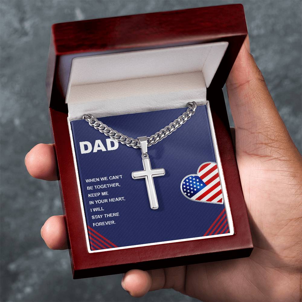 Dad, When We Can't Be Together Cross Necklace