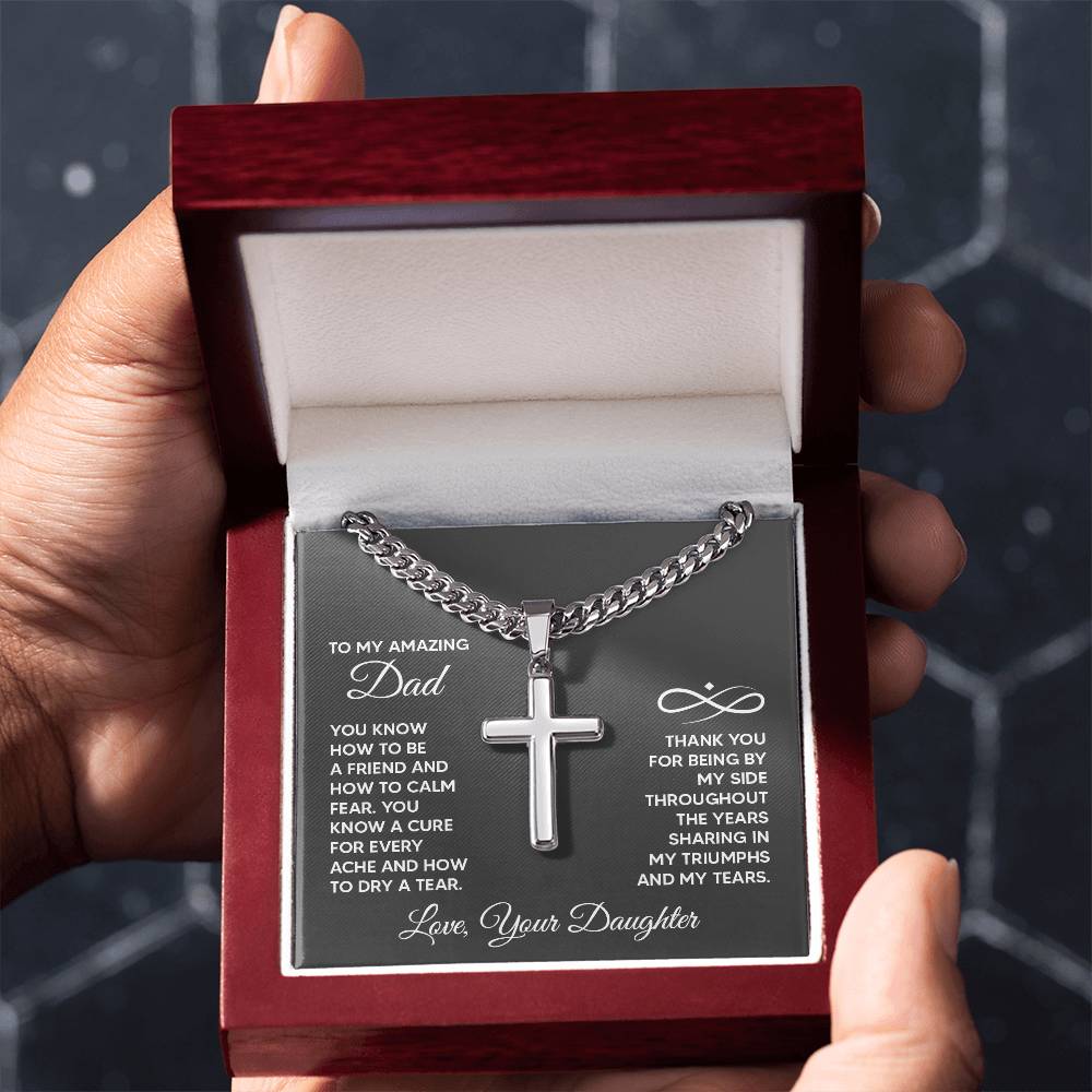 To My Amazing Dad From Daughter Cross Necklace