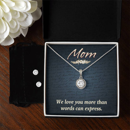 We Love You Mom Necklace and Earring Set