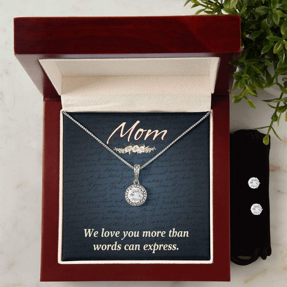 We Love You Mom Necklace and Earring Set