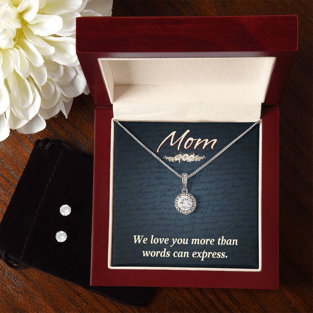 We Love You Mom Necklace and Earring Set