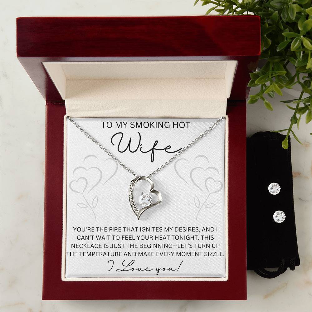 Sizzling Love: The Forever Love Necklace & Earring Set for My Smoking Hot Wife