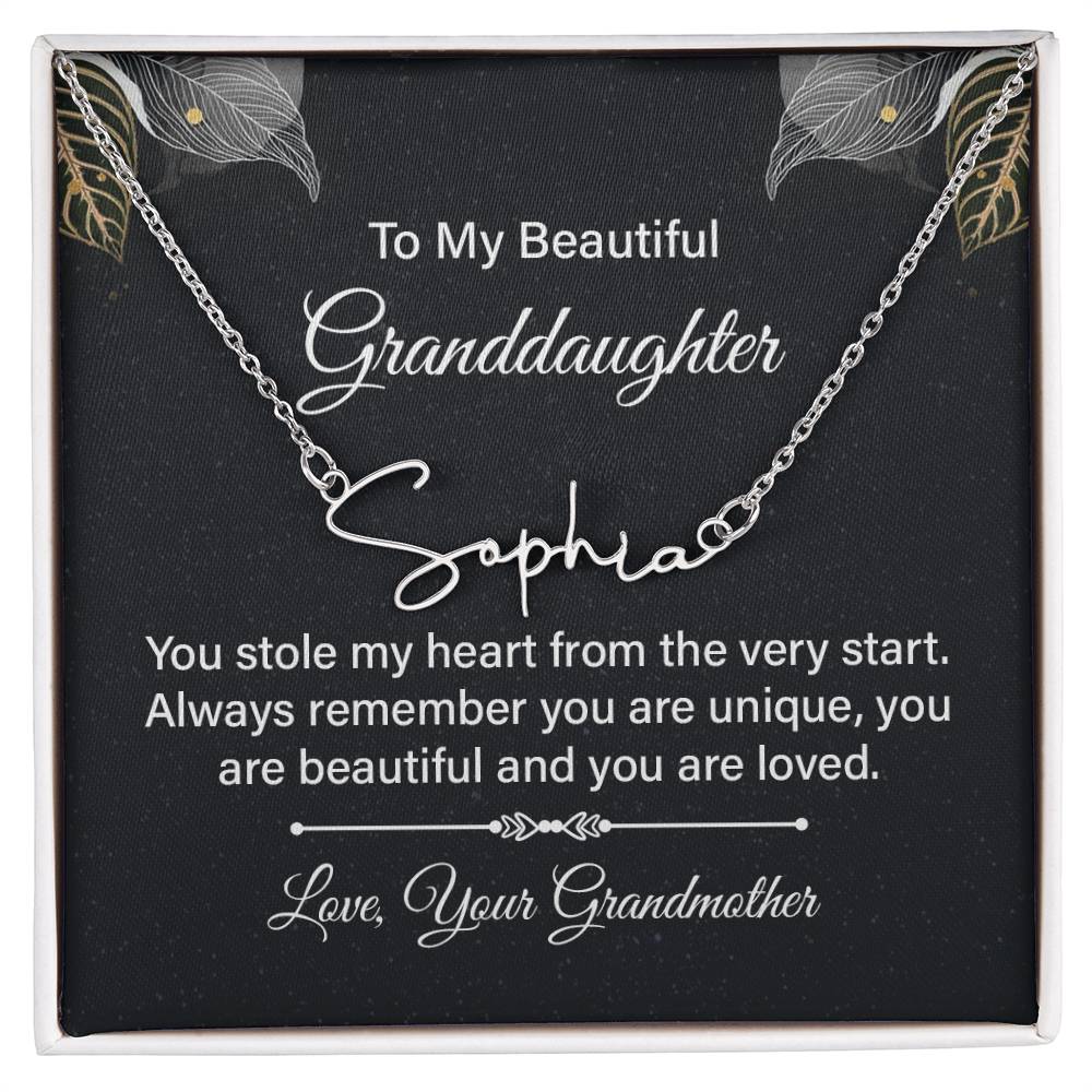 To My Granddaughter Name Necklace