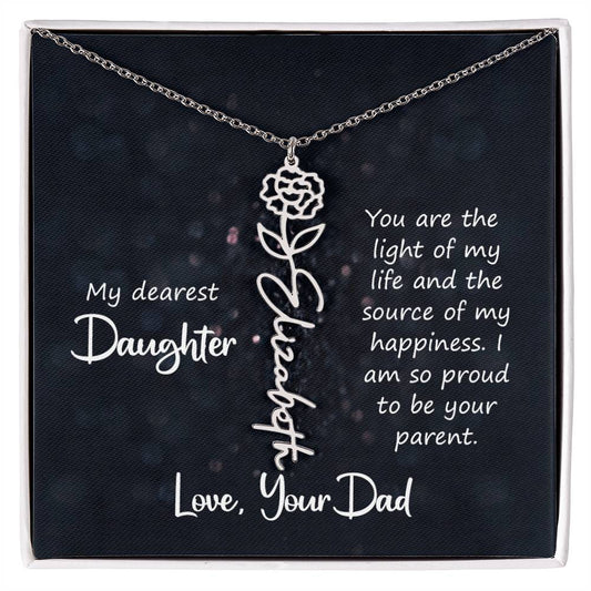 Daughter Flower Name Necklace