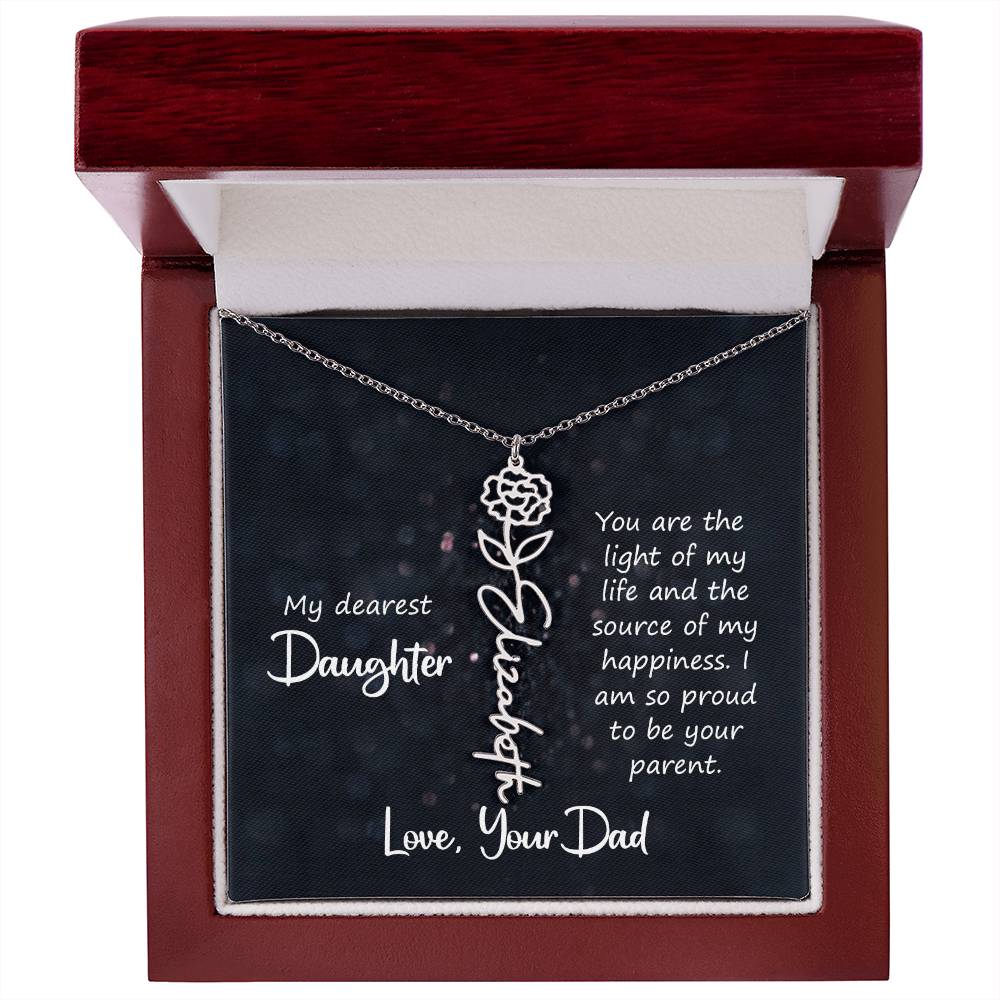 Daughter Flower Name Necklace