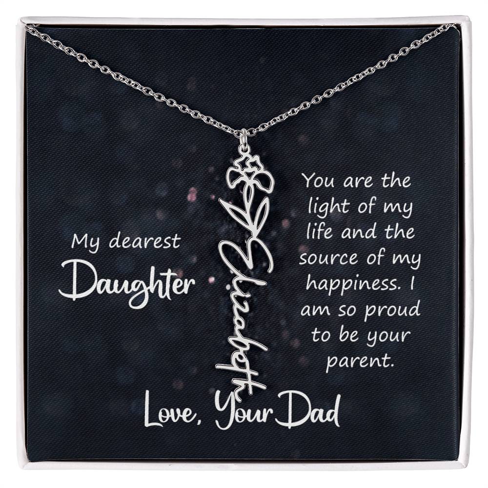 Daughter Flower Name Necklace