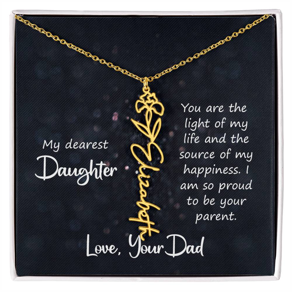 Daughter Flower Name Necklace