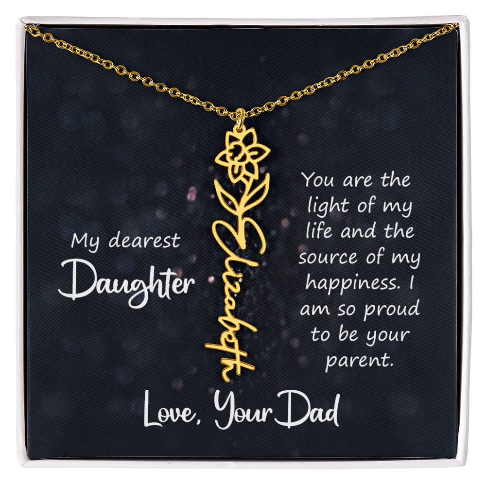 Daughter Flower Name Necklace