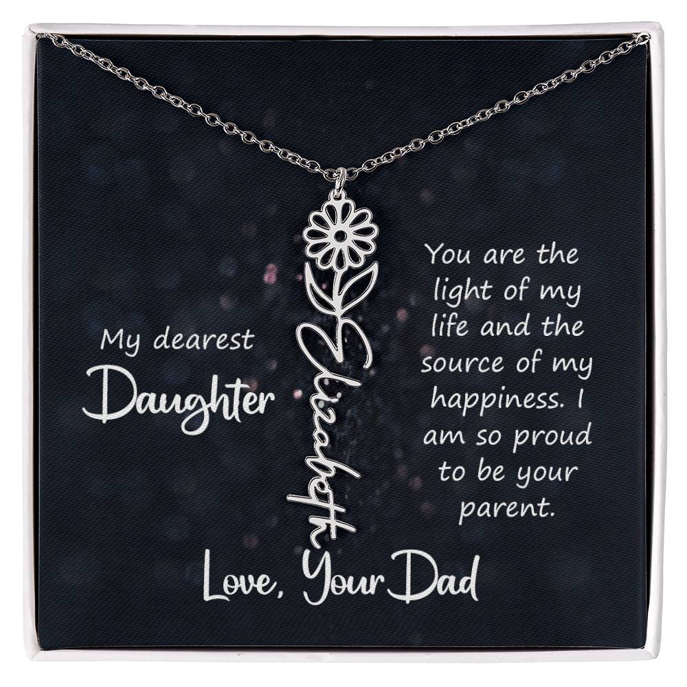 Daughter Flower Name Necklace