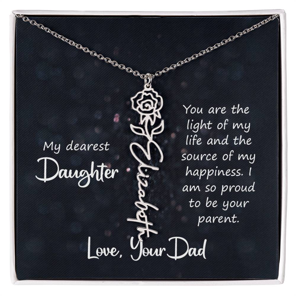 Daughter Flower Name Necklace