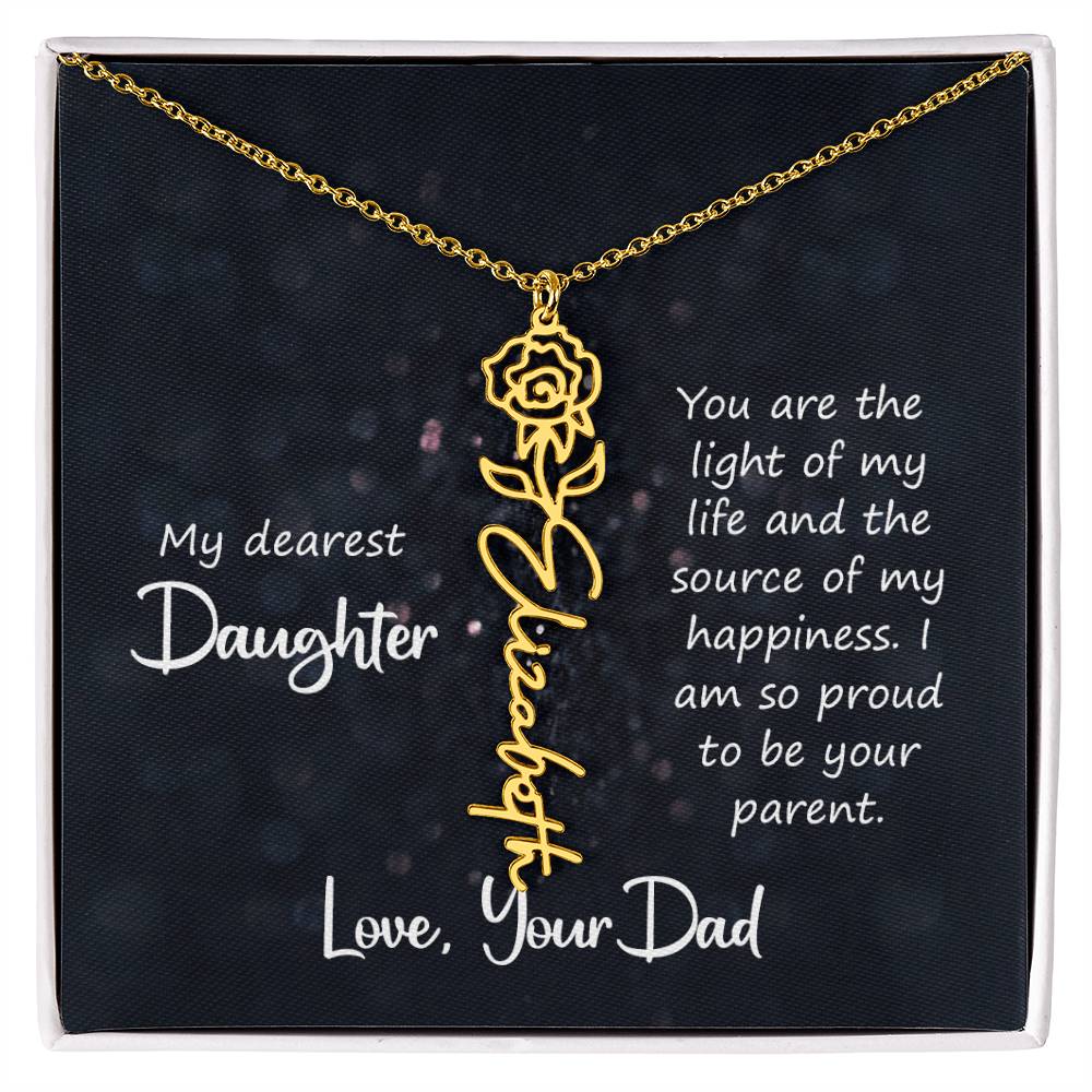 Daughter Flower Name Necklace