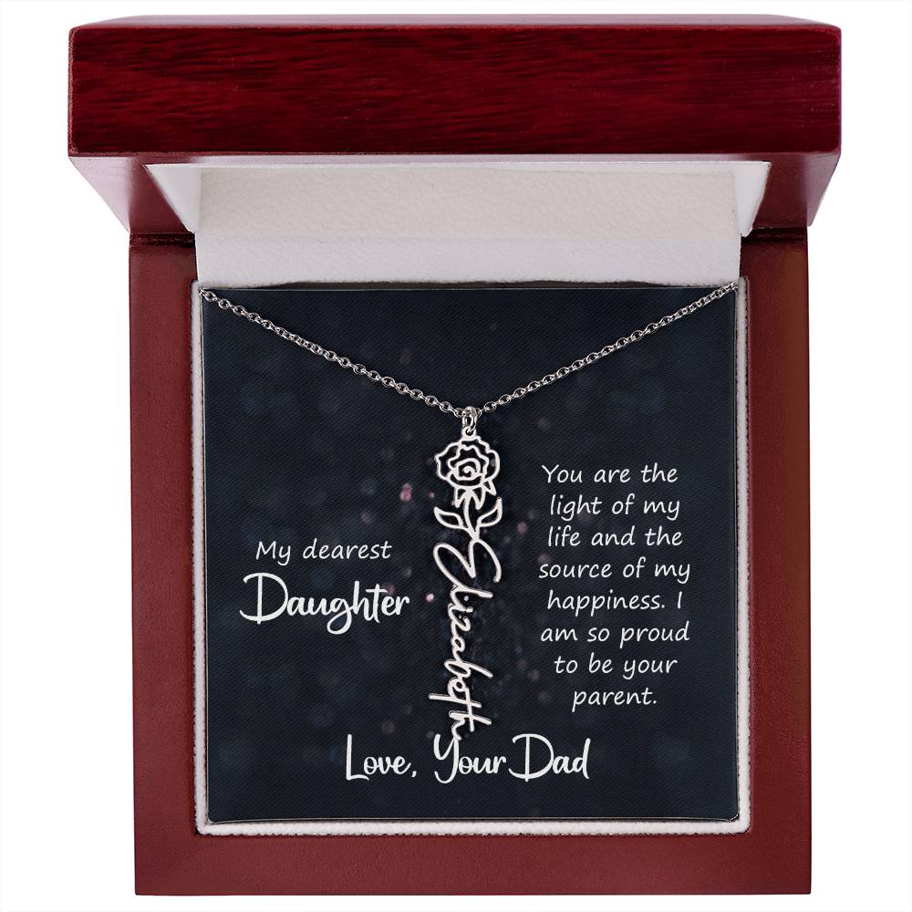 Daughter Flower Name Necklace