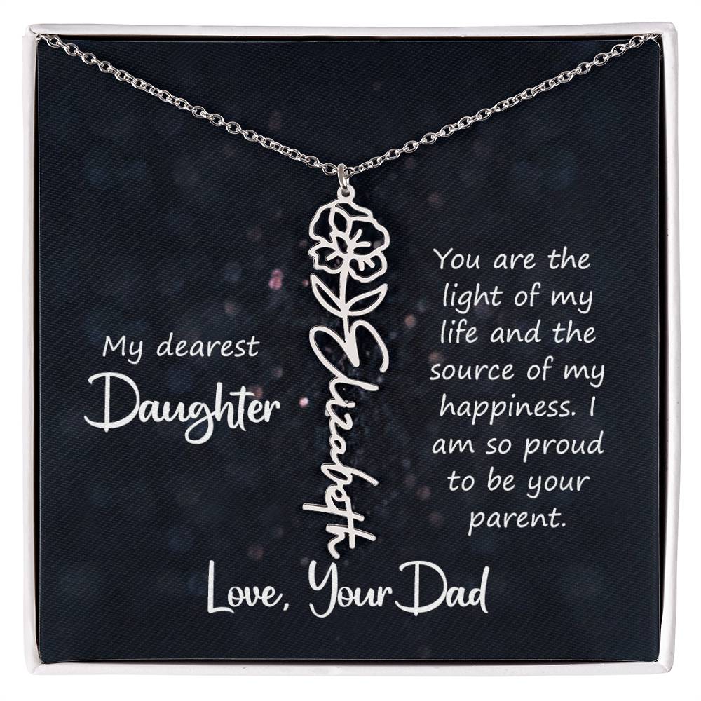 Daughter Flower Name Necklace