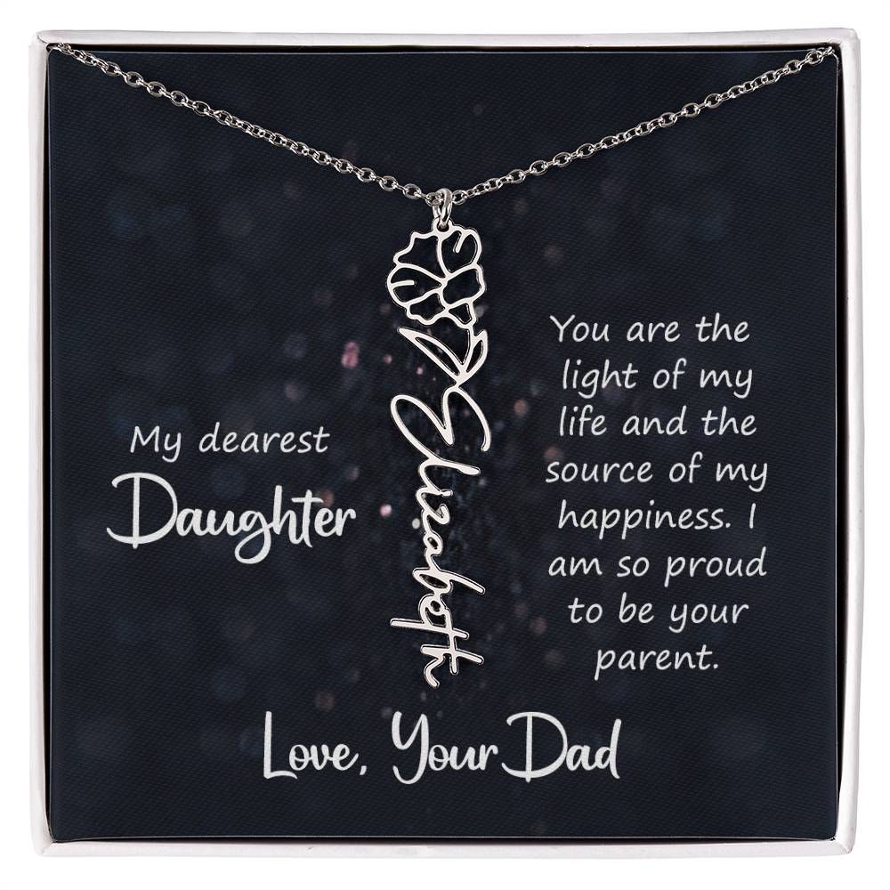 Daughter Flower Name Necklace