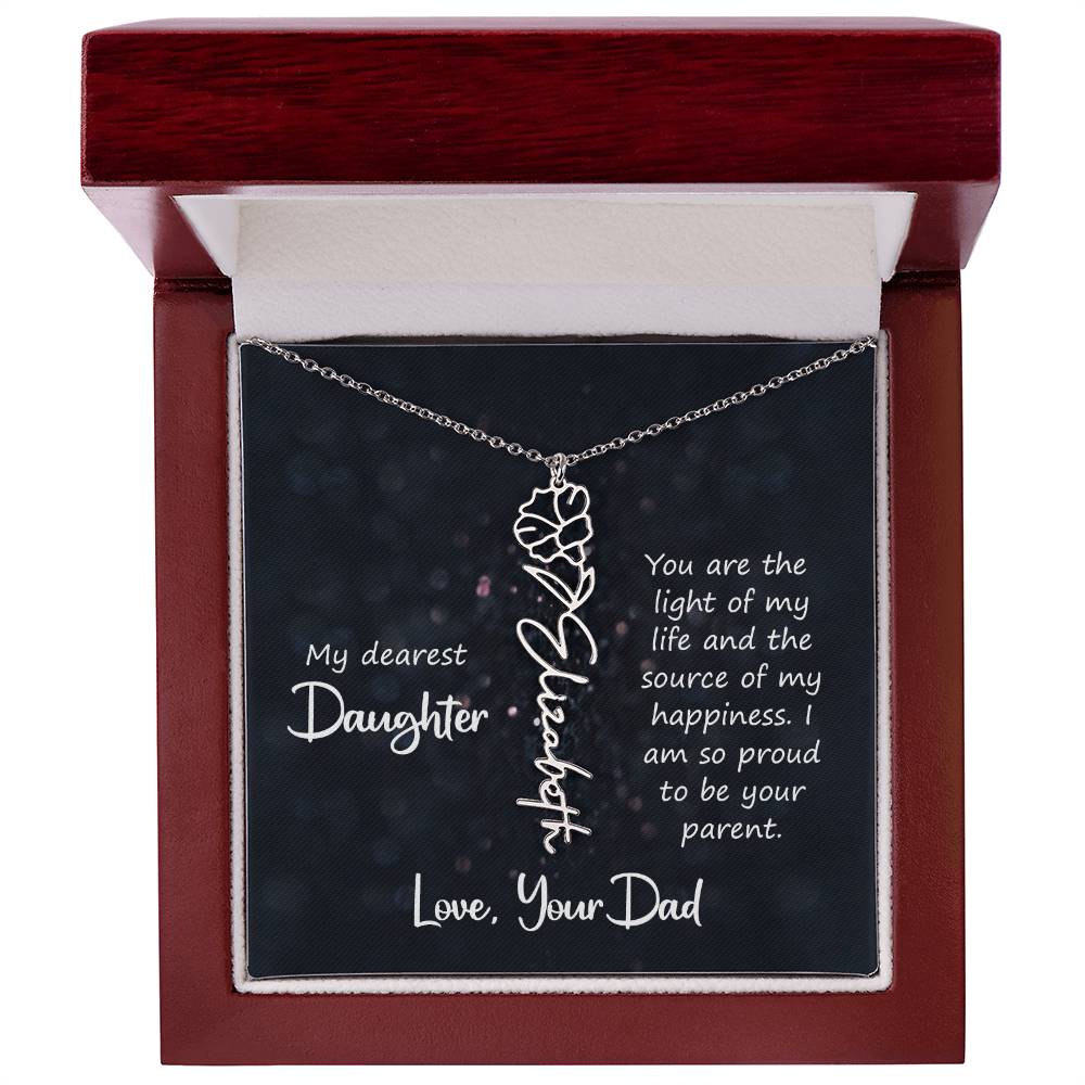 Daughter Flower Name Necklace