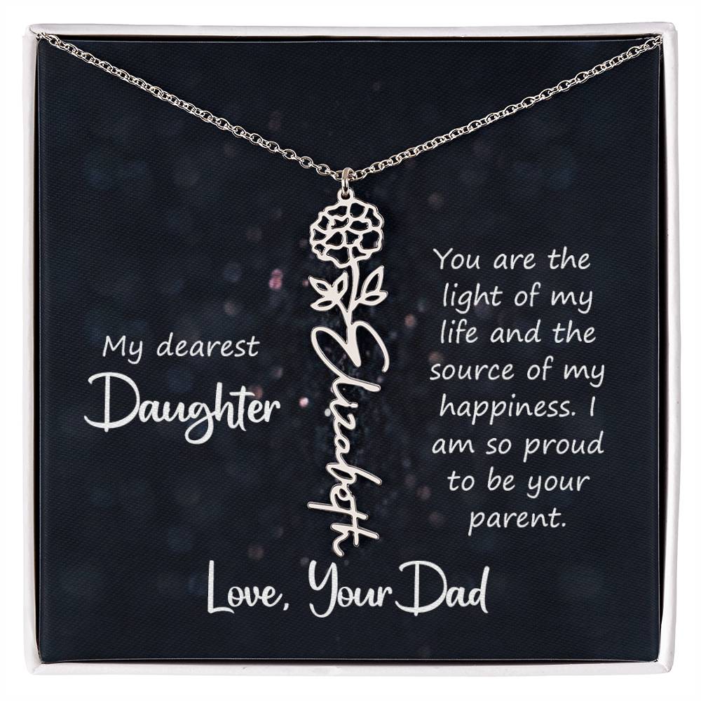 Daughter Flower Name Necklace