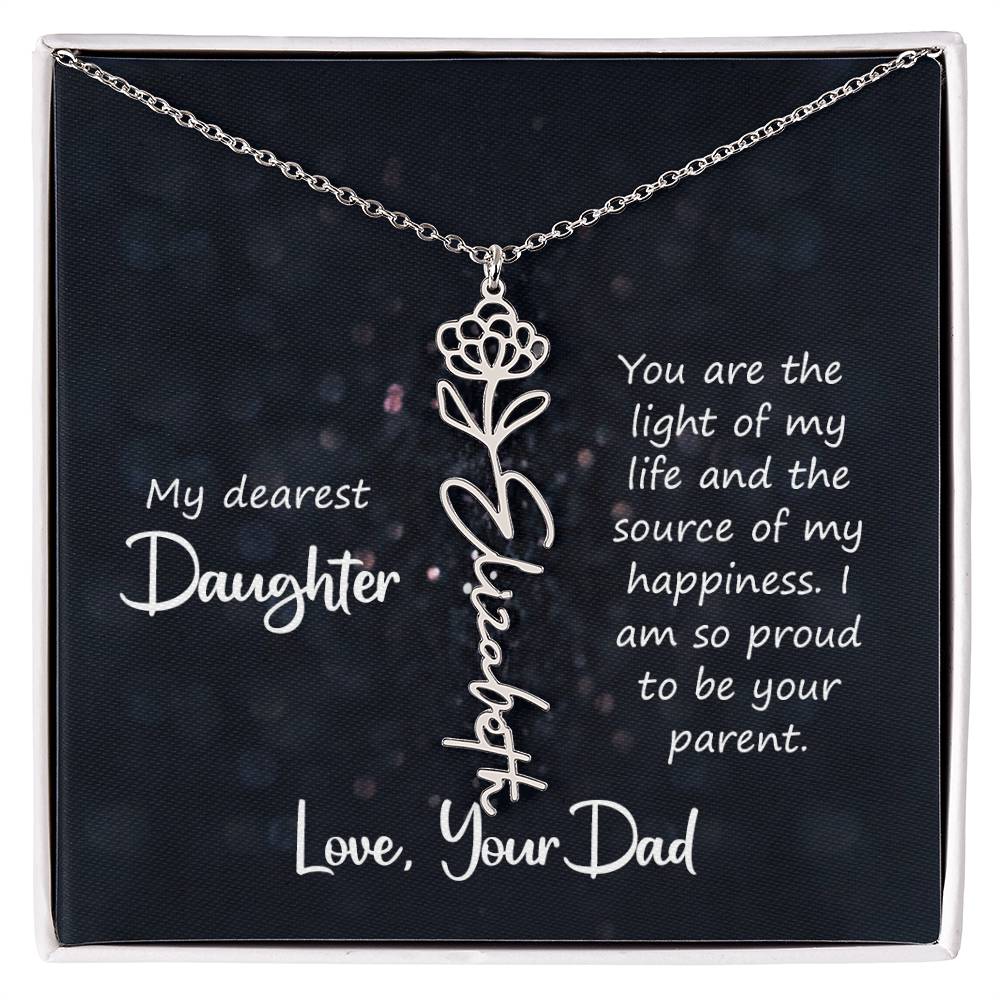 Daughter Flower Name Necklace