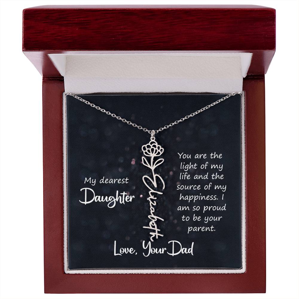 Daughter Flower Name Necklace