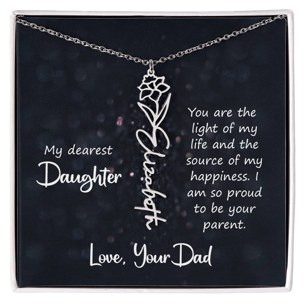 Daughter Flower Name Necklace