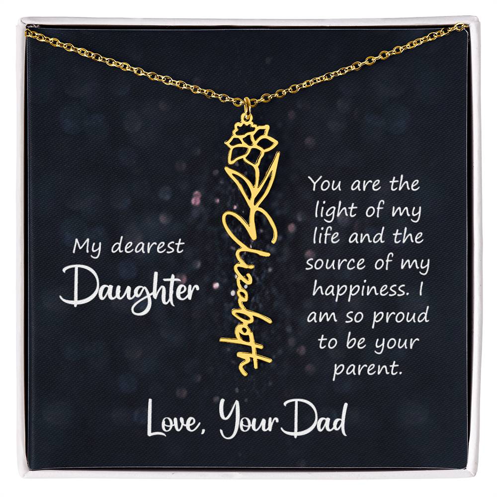 Daughter Flower Name Necklace