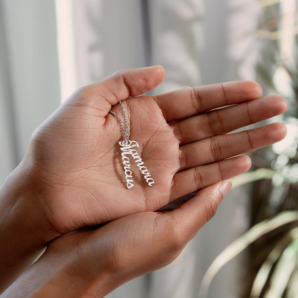 Personalized Vertical Name Necklace For Grandma