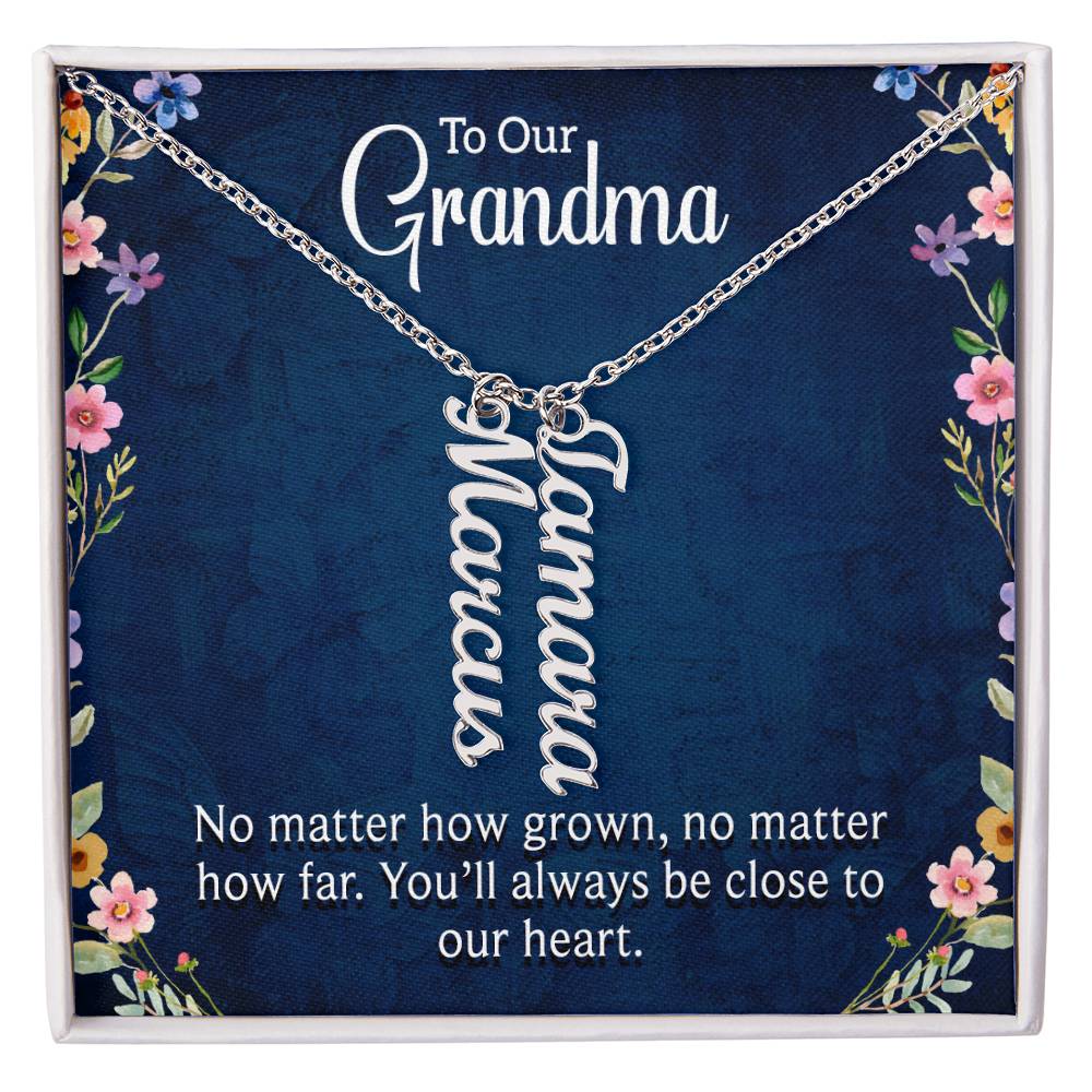 Personalized Vertical Name Necklace For Grandma