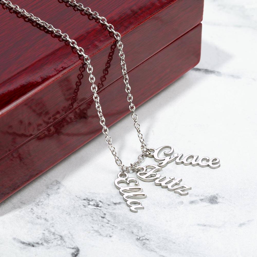 Mom Your Presence is a Gentle Breeze Multi Vertical Name Necklace