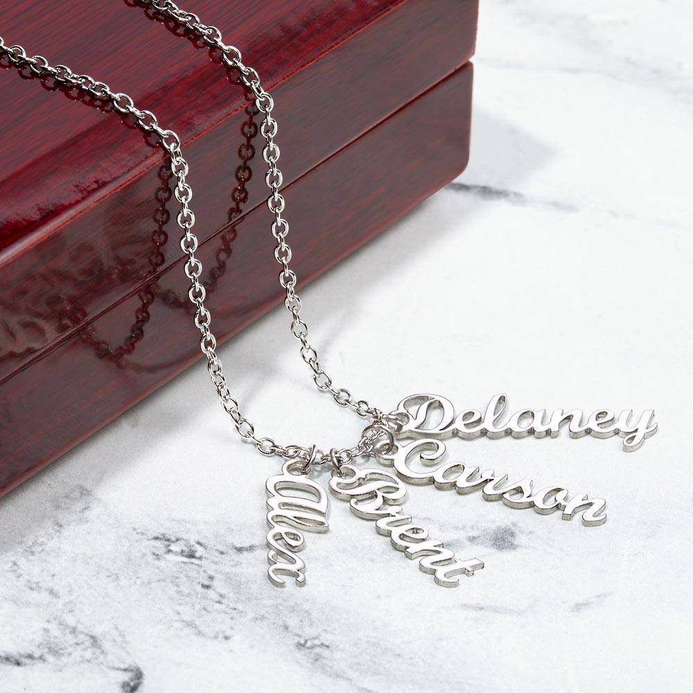 Mom Your Presence is a Gentle Breeze Multi Vertical Name Necklace