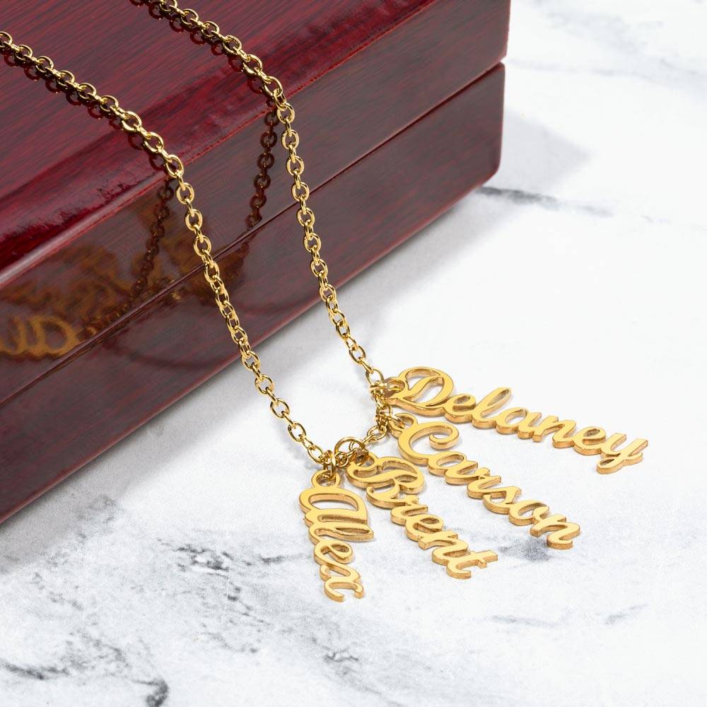 Mom Your Presence is a Gentle Breeze Multi Vertical Name Necklace