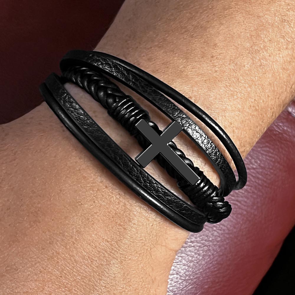 To My Husband Men's Cross Bracelet