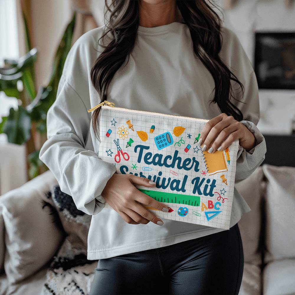 Teacher Survival Kit Large Zippered Pouch