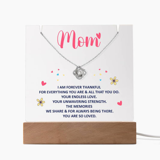 Love Knot Necklace & Keepsake Acrylic Bundle: The Perfect Gift for Mom