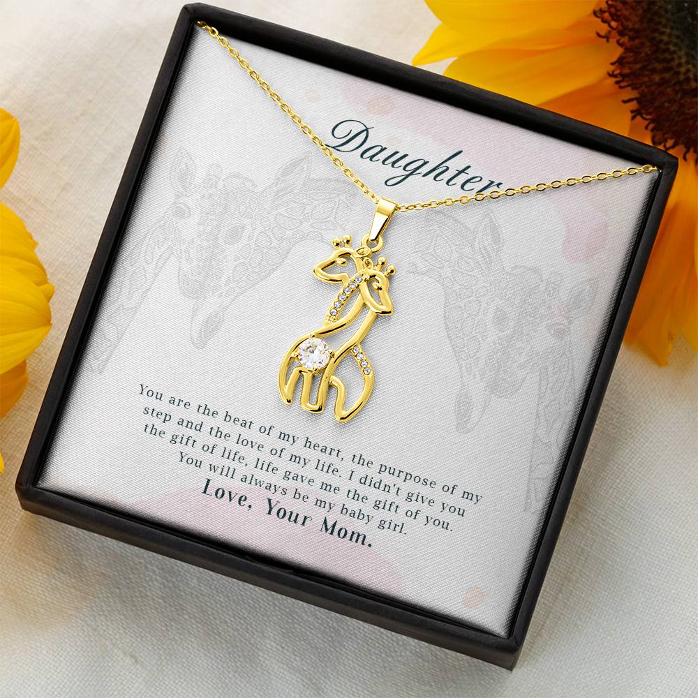 To my Daughter-You are the Beat of my Heart Giraffe Necklace