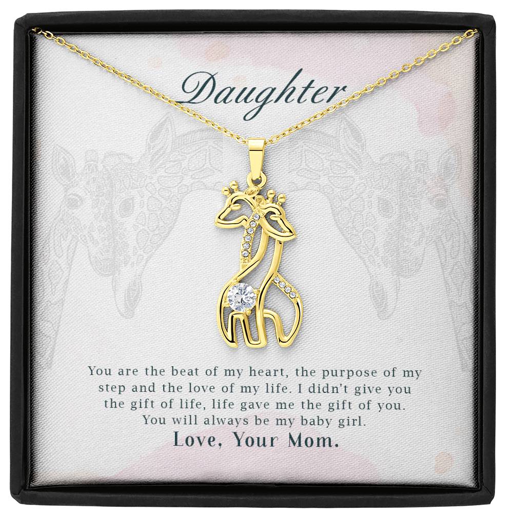 To my Daughter-You are the Beat of my Heart Giraffe Necklace