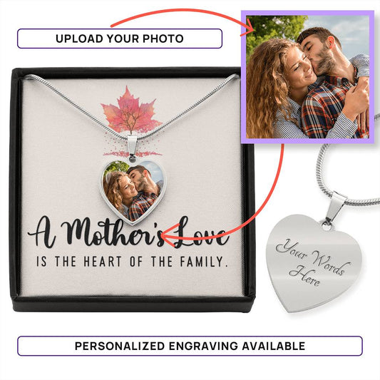 Custom Photo Heart Shaped Pendant Necklace A Mother's Love